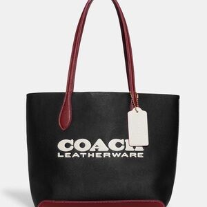 Coach Black and Burgundy Leather Tote